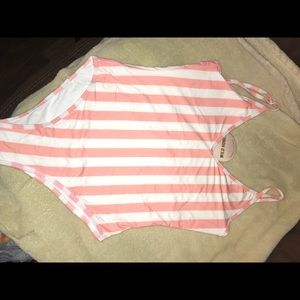 Pink and white swim suit